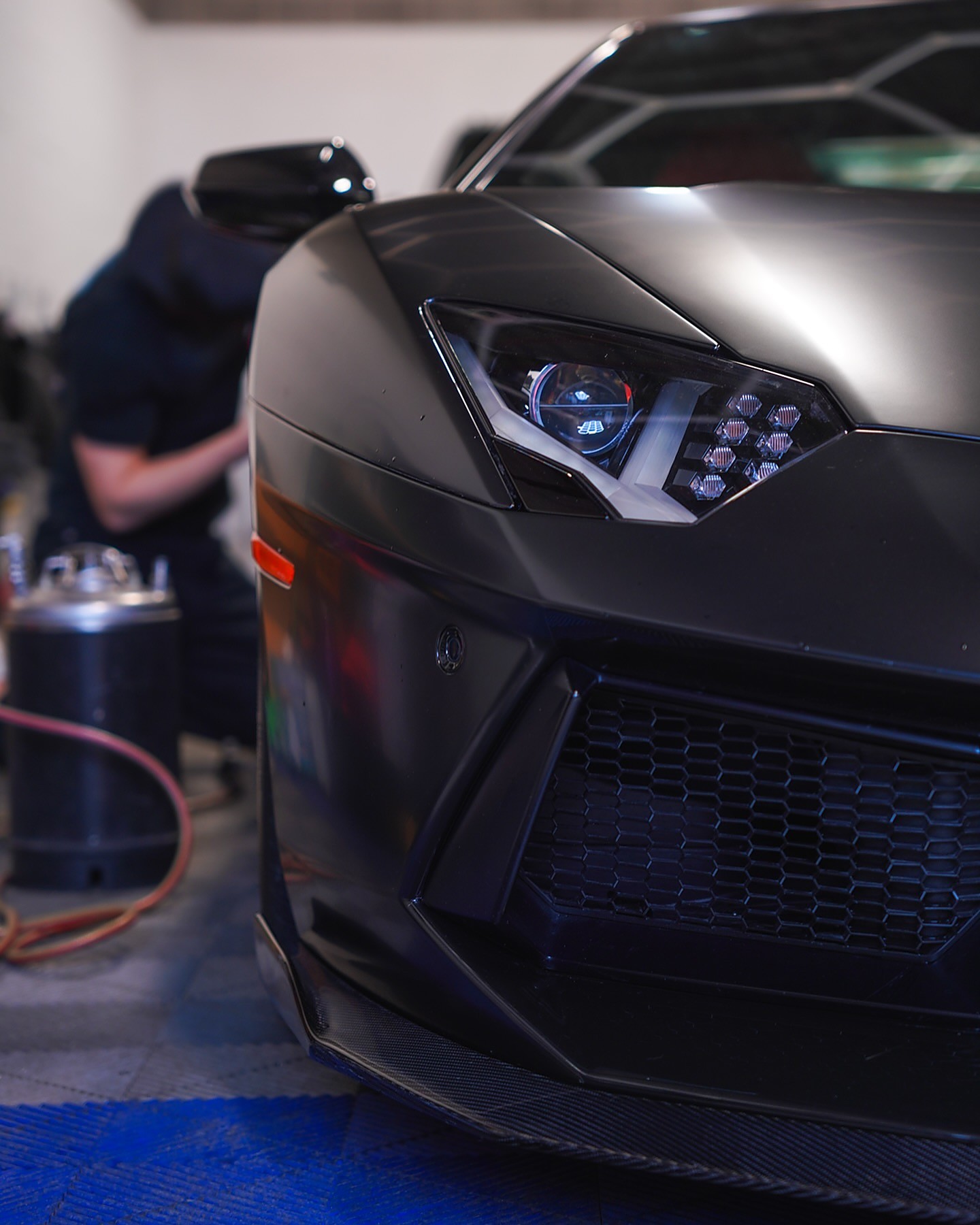 Lamborghini Aventador being worked on in the MDBS shop